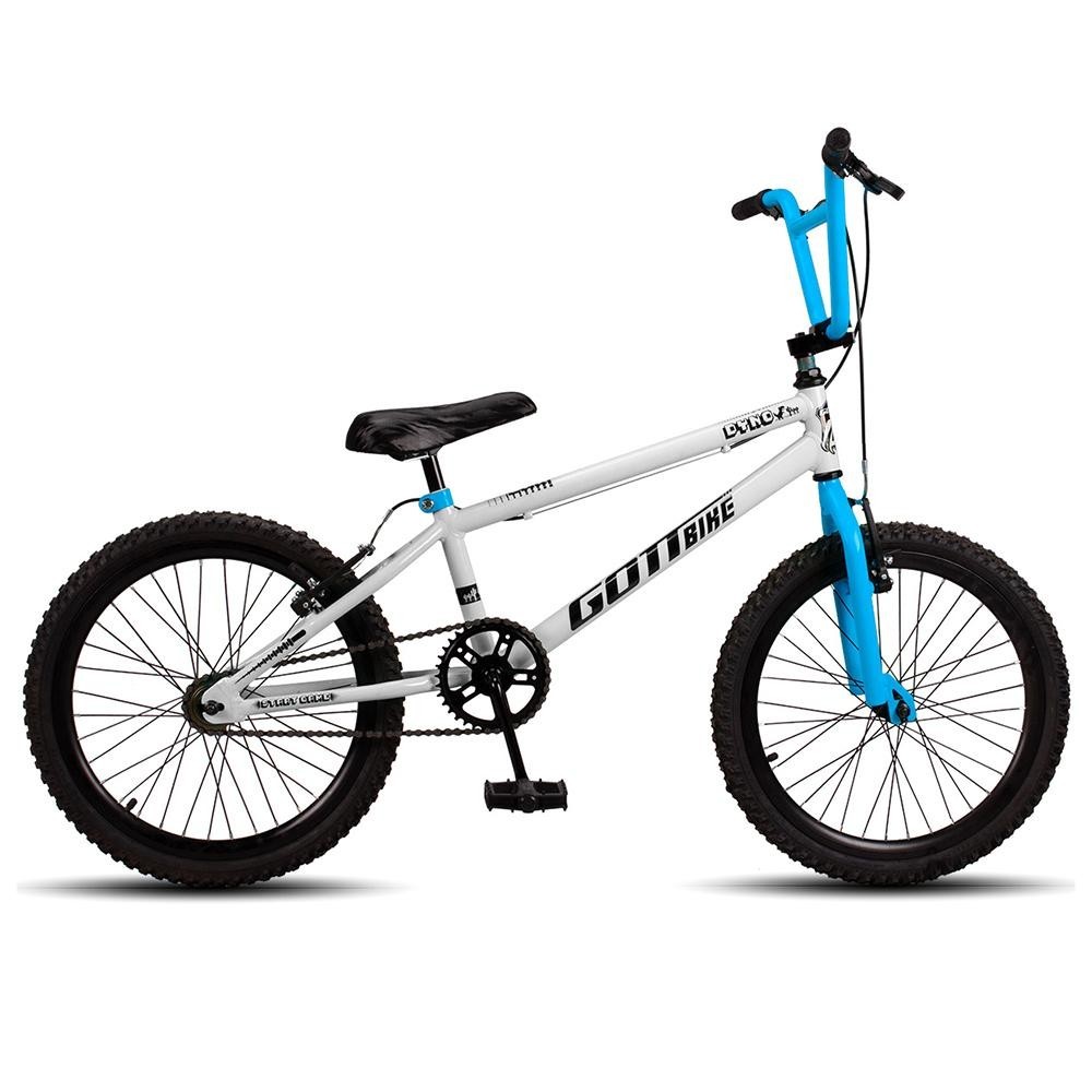 Bicicleta Infantil Aro 20 Bmx V-Brake Branco e Azul Gottbike - Mom & Baby