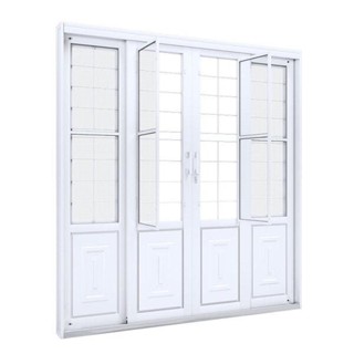 Porta de Aço de Correr 213x200 com Grade Quadrada e Postigo Facilita Lucasa Branco em Oferta na Shopee