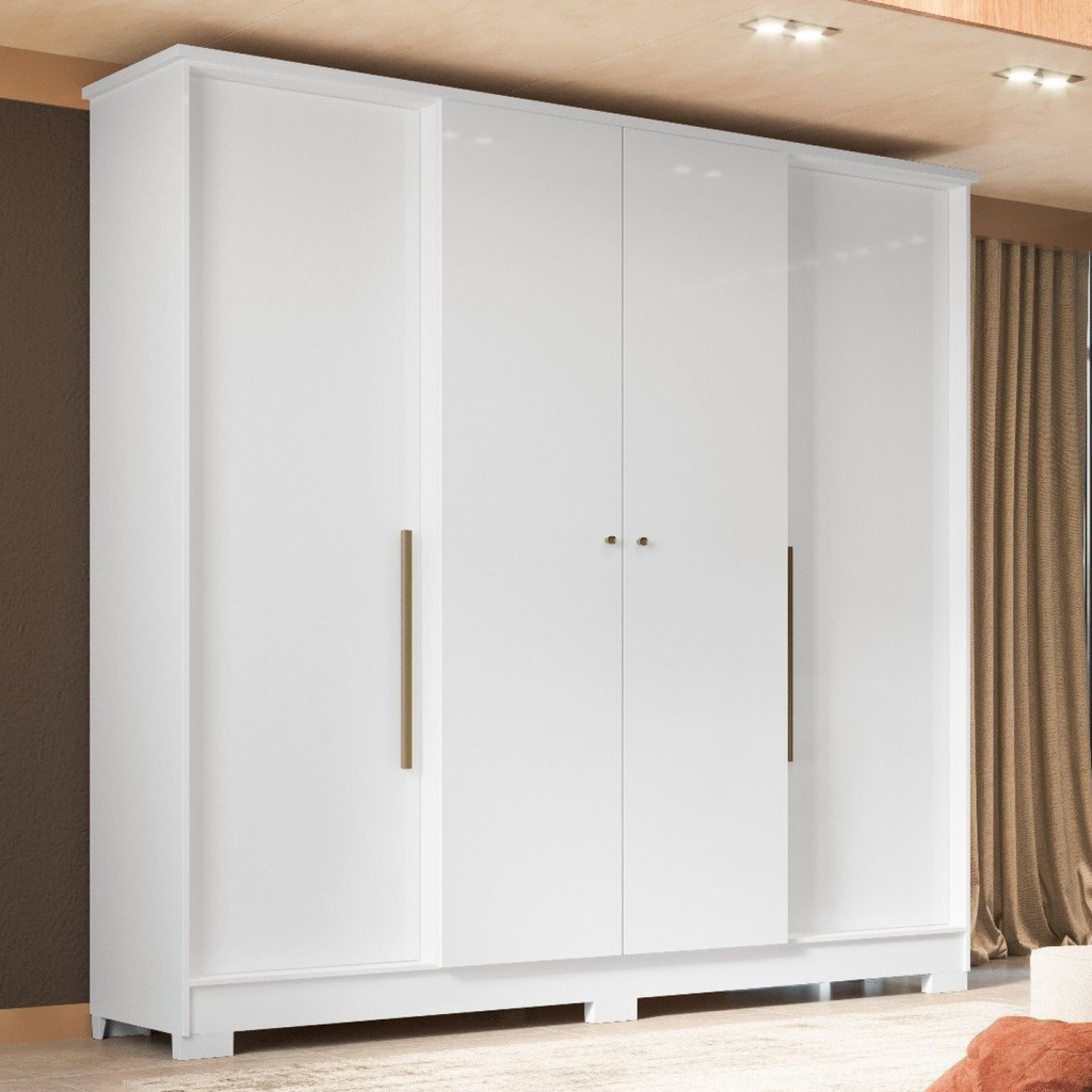 Guarda Roupa Casal 4 Portas 2 Gavetas Mônaco Espresso Móveis Branco - Mom & Baby