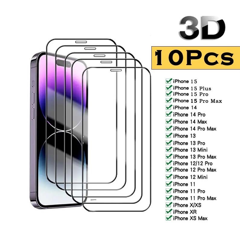 Kit 10 Película De Vidro Temperado 9H Para iPhone X Xs Xr 11 Pro Max 12 13 14 15 Pro Max