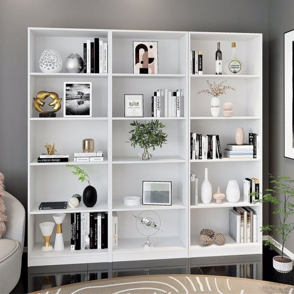 Kit 3 Estantes para Livros Multiuso 5 Nichos 175cmx156cm Montreal Yescasa Branco - Home & Living