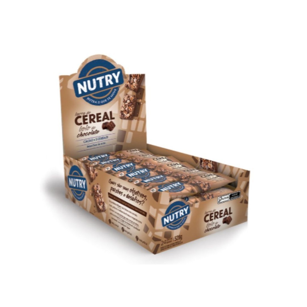 Barra de Cereal Nutry Bolo Com Chocolate 22g C/12 unidades em Oferta na Shopee