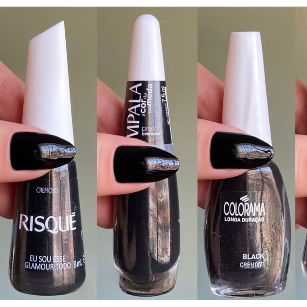 Kit 3 Esmalte Tons de Preto , Risque Eu Sou Esse Glamour , Impala Preto e Colorama Black