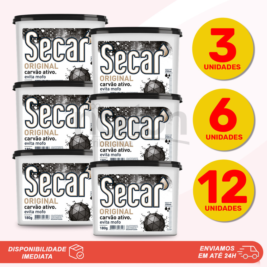 Kit Promocional Anti Mofo Desumidificador Secar Original Carvão Ativo 180g Evita Umidade Fungos Cheiro Guarda Gavetas Armários Roupas