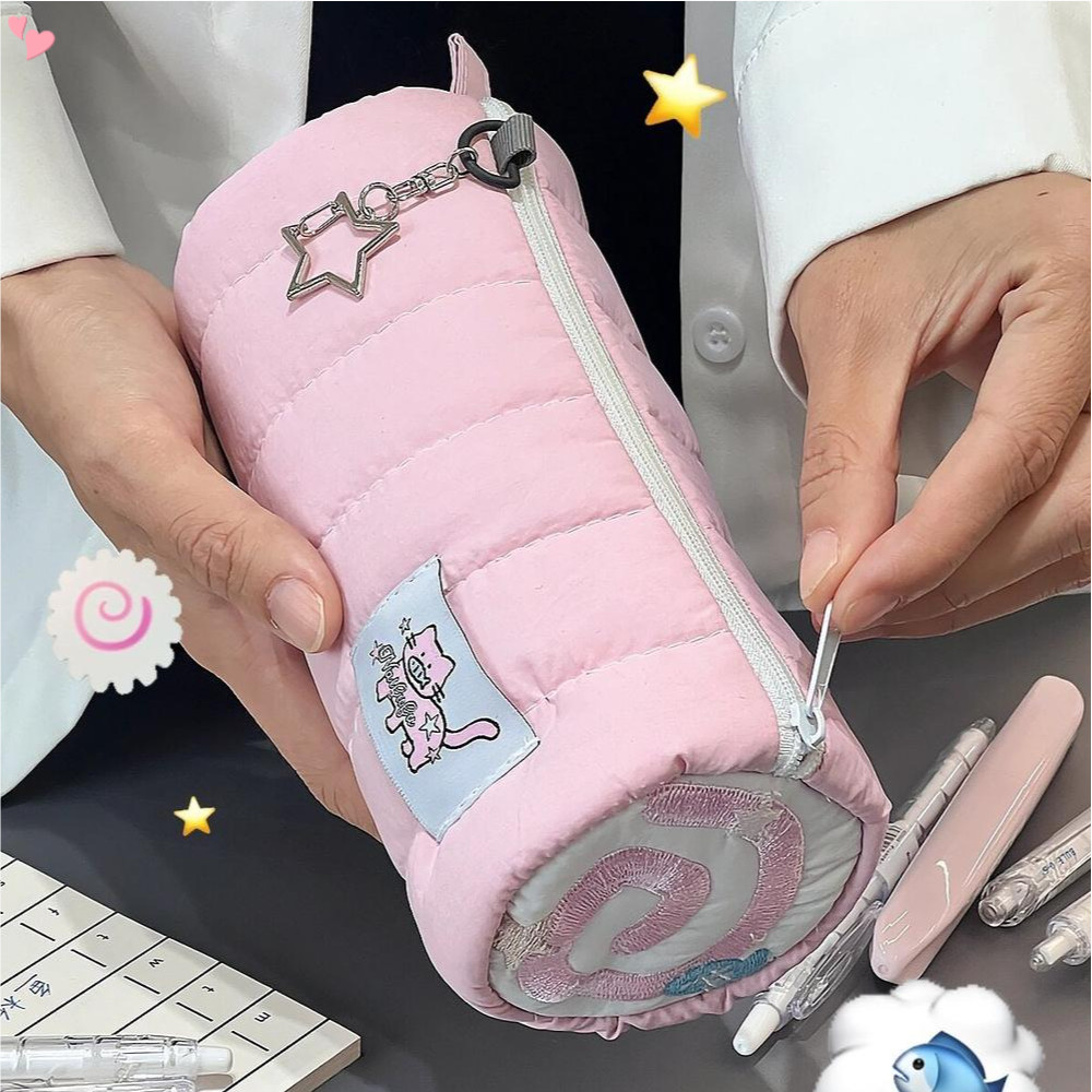 Estojo De Lápis Cor-De-Rosa Kawaii Saco De Armazenamento De Caneta Macia Cosméticos Desenho Animado De Grande Capacidade Material Escolar De Papelaria Para Estudantes