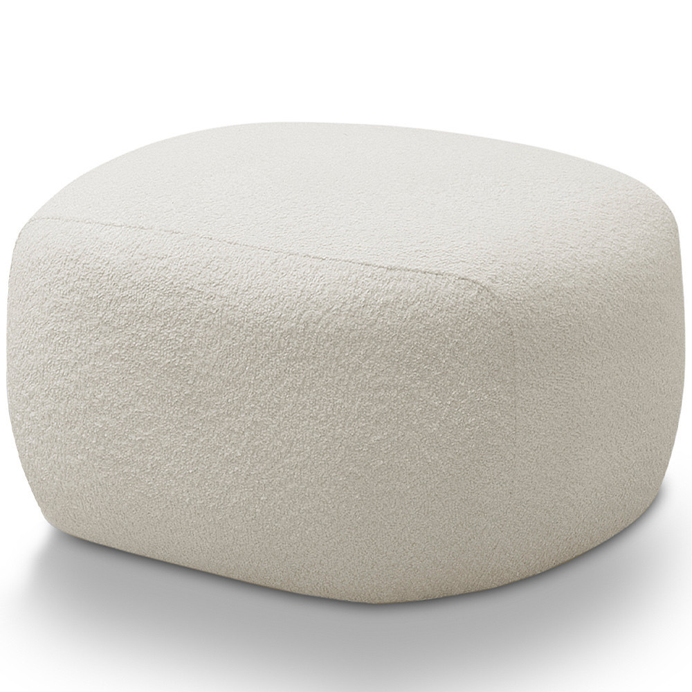 Puff Decorativo Orgânico Para Sala de Estar Living Barolo L06 Bouclê Branco - Lyam Decor - Home & Living