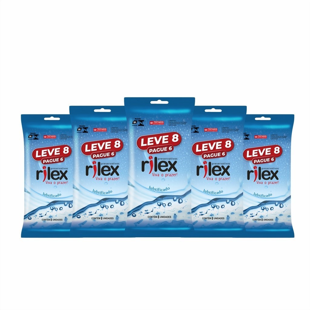 Kit Preservativo Camisinha Rilex Lubrificado Leve 40 Pague 30 - (5 Pctes c/ 8 Cada)