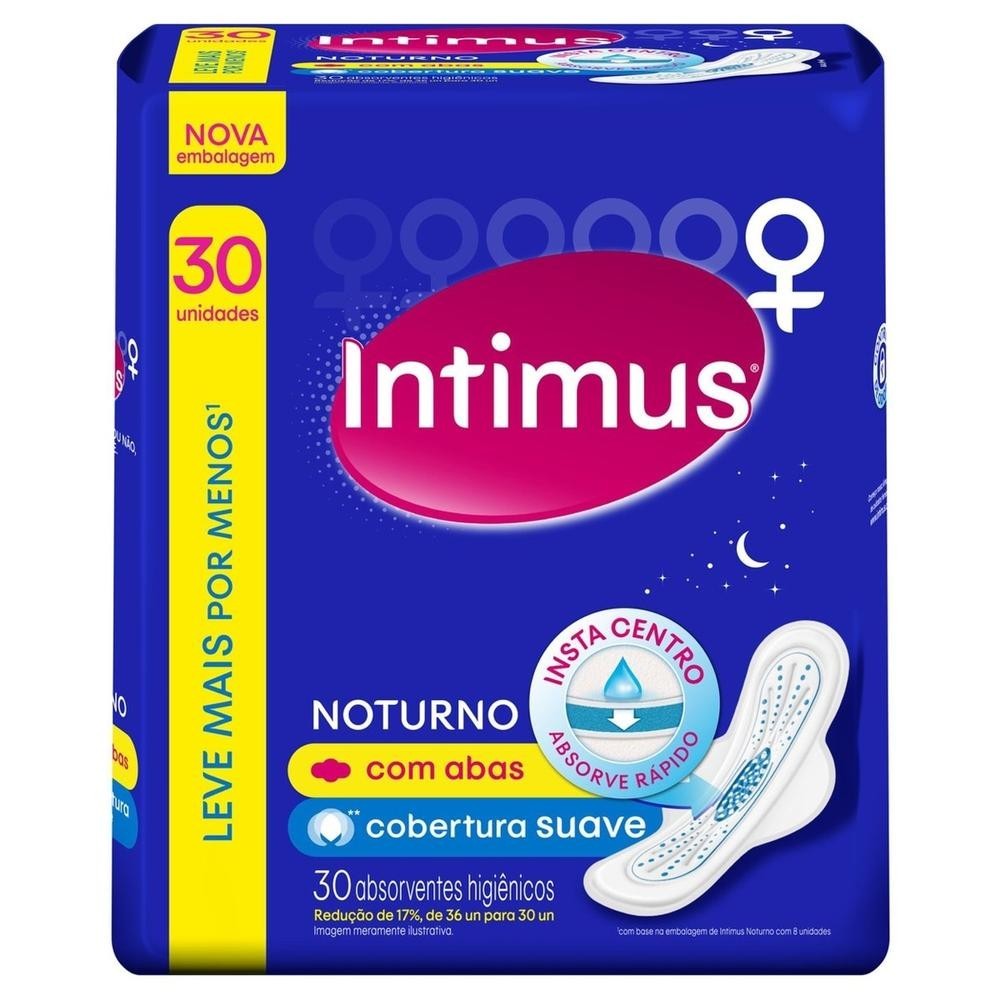 Absorvente Intimus Noturno Suave com Abas 30 Unidades Leve Mais Por Menos em Oferta na Shopee
