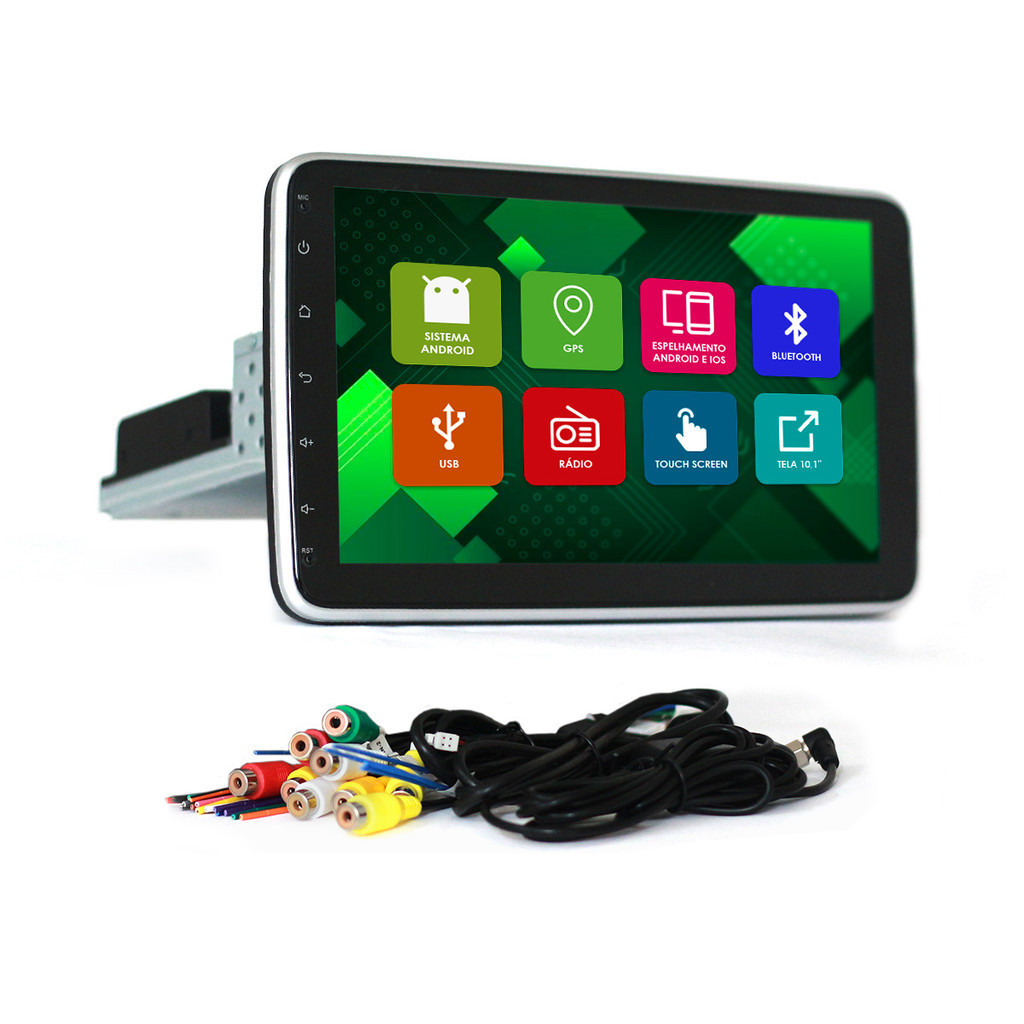 Central Multimidia 10,1 Pol E-Tech Premium Rotate Sistema Android 2Gb Ram 32Gb Quad-Core Gps Wifi Espelhamento Bluetooth em Oferta na Shopee