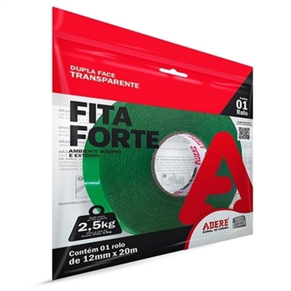 Fita Dupla Face Adere Fita Forte XT100 Transparente 12mm x 20m em Oferta na Shopee