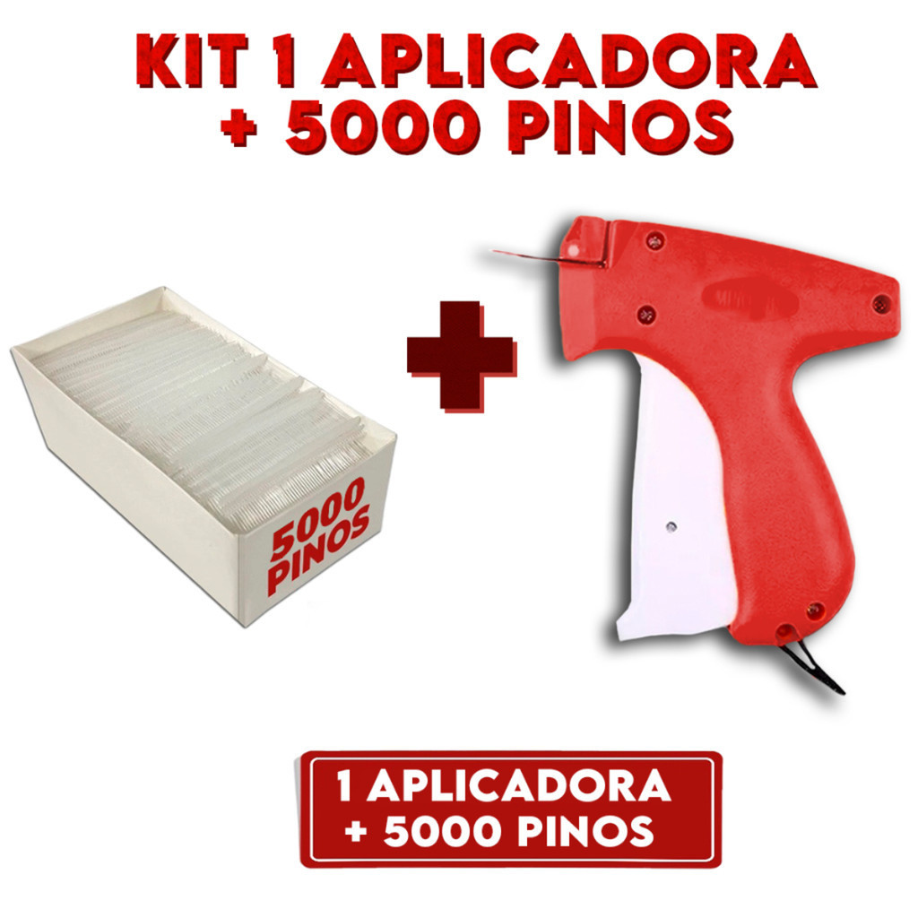 Kit Etiquetadora Aplicador de Etiquetas / Tag + 5000 Pinos Plásticos p Roupas e Tecidos