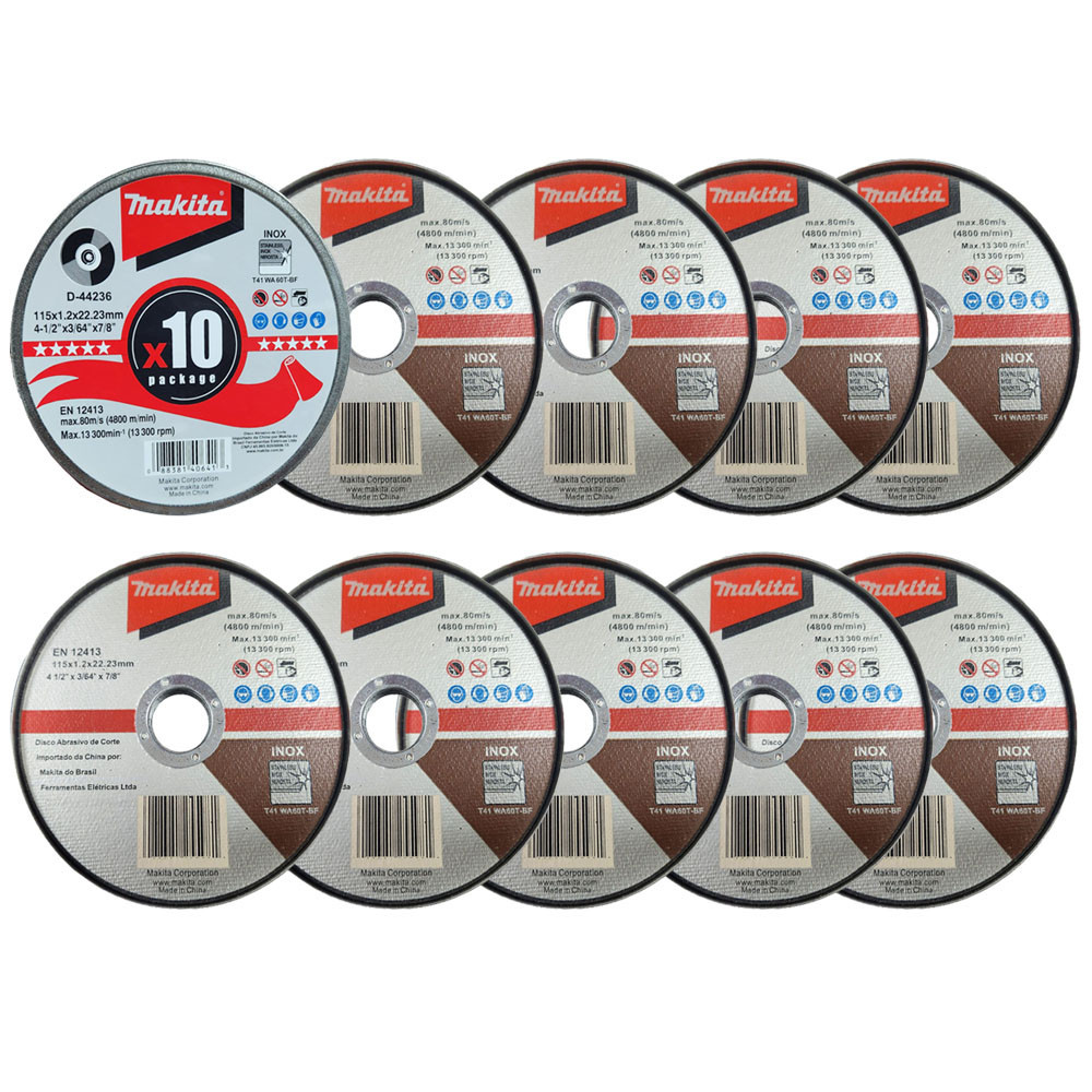 10 Disco Fino Para Corte Inox 115mm Esmerilhadeira D-44236-10 Makita em Oferta na Shopee