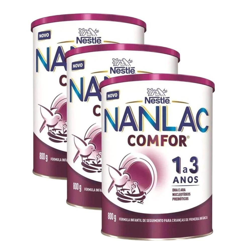 Kit 3 Unidades Formula Infantil Nanlac Comfor 1 a 3 800g