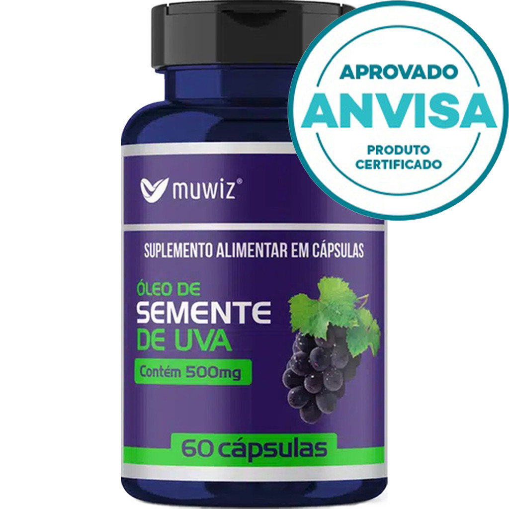 Óleo De Semente De Uva - 60 Cápsulas 500mg - Muwiz