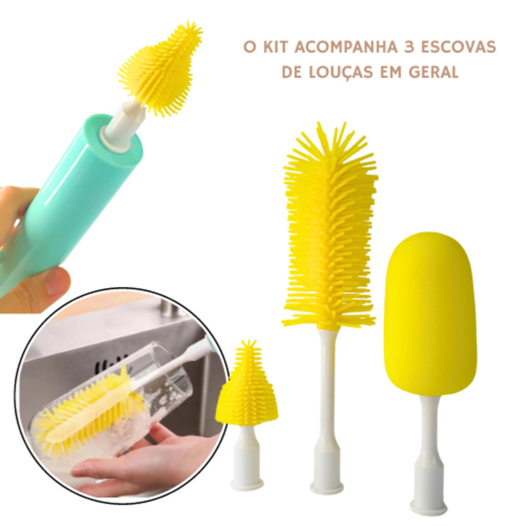 Elétrica Escova de Limpeza Multifuncional Giratória de Silicone 3 em1 360º Recarregável