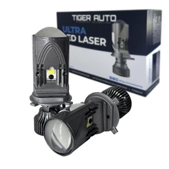 Par Farol Ultra Led Lampada H4 Mini Projetor Canhao Laser 6500k Forte Facil Instalacao