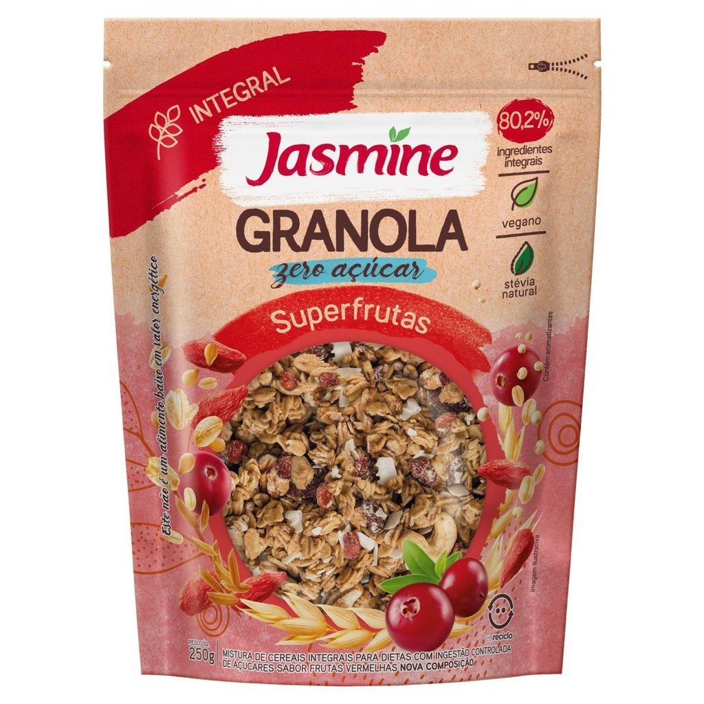 Granola Integral Superfrutas Zero Açúcar Jasmine Pouch 250g - Food & Beverages