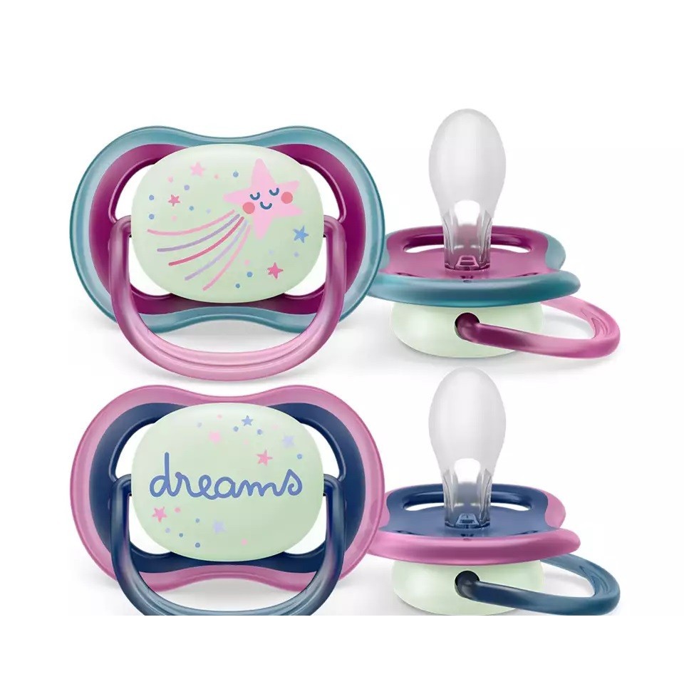Chupeta Avent Ultra Air Night Time brilha escuro 6 a 18 mese