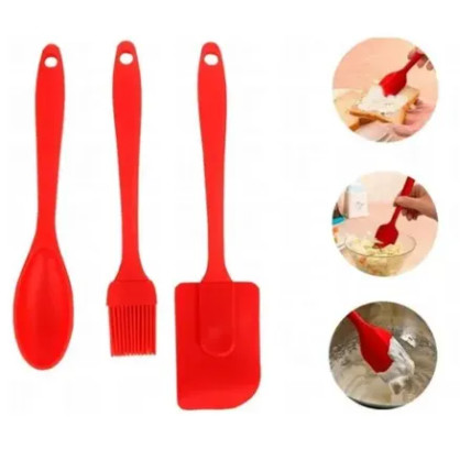 Kit Confeiteiro 3 Peças de Silicone Cozinha Utilidades Confeitaria