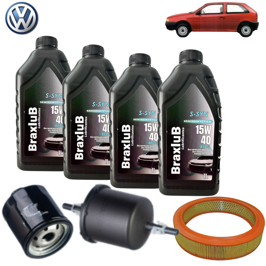 KIT TROCA DE ÓLEO 15W40 + FILTROS (VW GOL 1.0 2002)