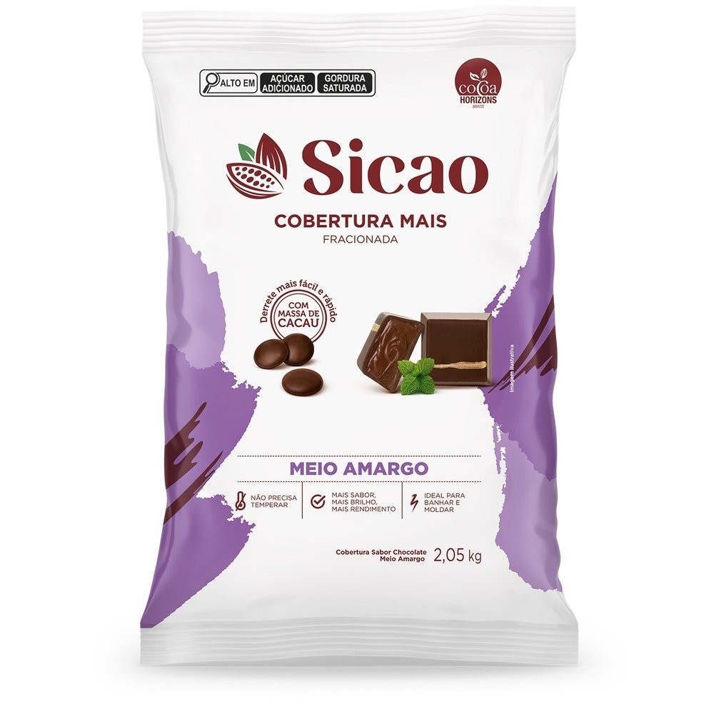 Cobertura Meio Amargo Gotas 2,05kg - Sicao em Oferta na Shopee