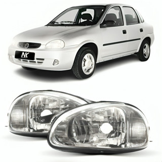 Farol Corsa 2001 2002 á 2010 Cromado FAROL CARCACA LENTE POLICARBONATO PRINCIPAL FAROLETE LANTER em Oferta na Shopee