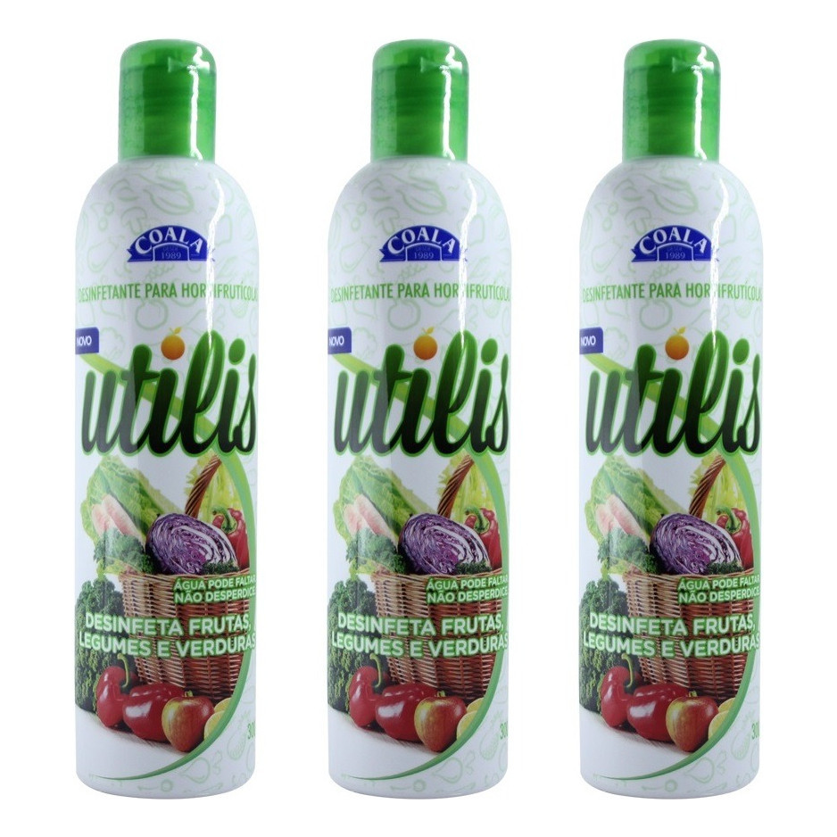 Kit 3 Coala Utilis - Desinfetante de Frutas Verduras e Legumes 300ML em Oferta na Shopee