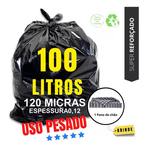 Ecomponto Saco De Lixo 100 Litros Uso Pesado Bem Reforçado - 20 unidades em Oferta na Shopee
