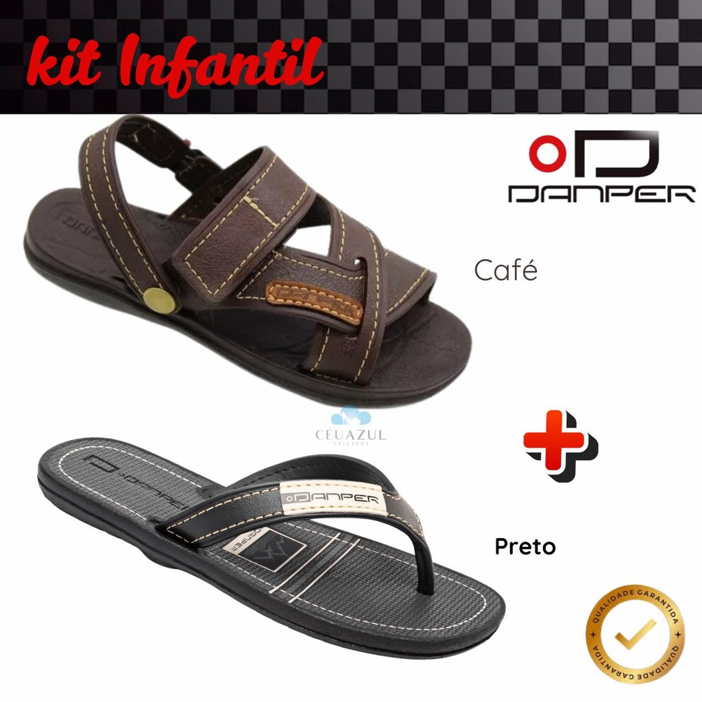 Kit 2 Pares Sandália Chinelo Infantil Danper Menino Original