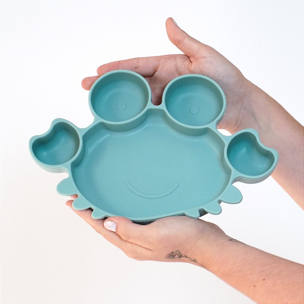 Pratinho com ventosa e divisórias Caranguejo Verde - TurmaTube em Oferta na Shopee