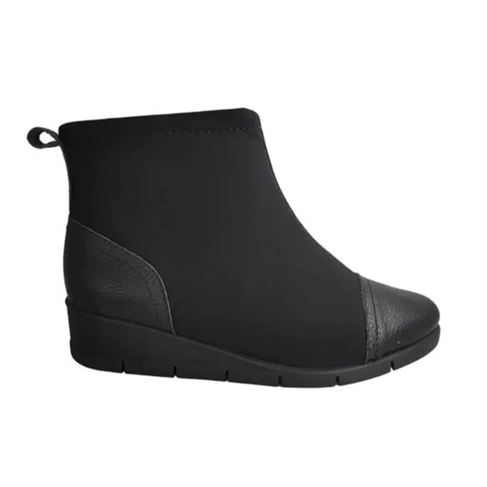 Bota Feminina Usaflex AD0521 Cano Curto Plataforma Conforto Calce Fácil Neoprene