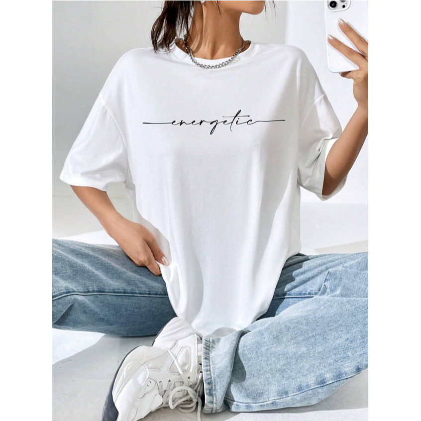 Camiseta Streetwear Oversized Estilo Tumblr Camisa Personalizada Bordada Estampa Minimalista Básica