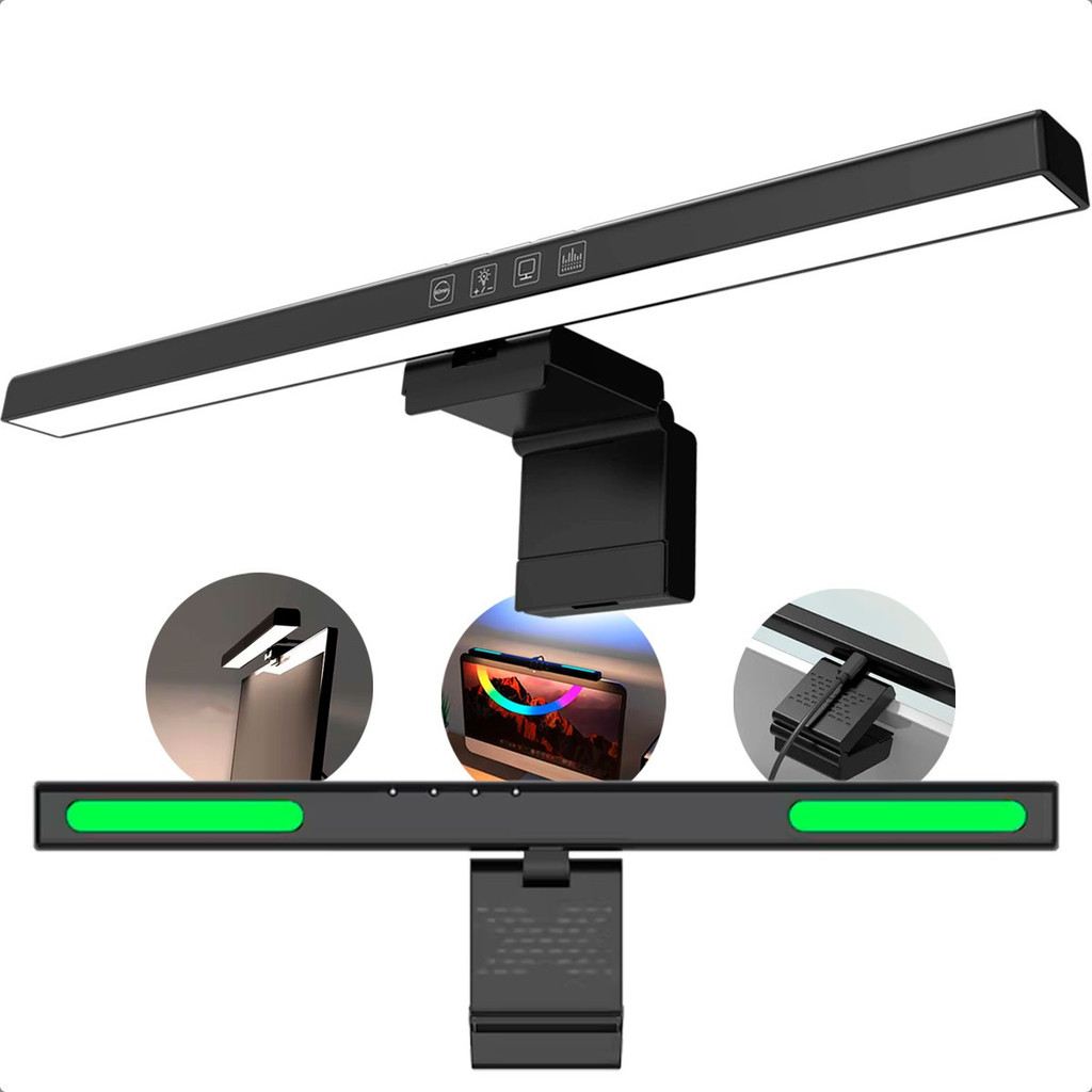 Luminária Tela Notebook Monitor Mesa Barra Luz Regulável Cúpula Preto Estrutura Preto 127/220v em Oferta na Shopee