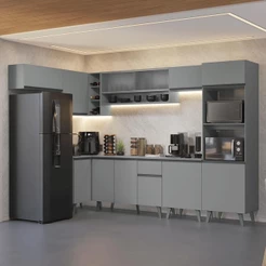 Armário de Cozinha Compacta de Canto 465cm Cinza Nice Madesa 04