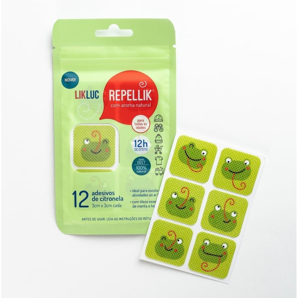 Adesivos repelentes citronela 12h proteção Repellik Likluc