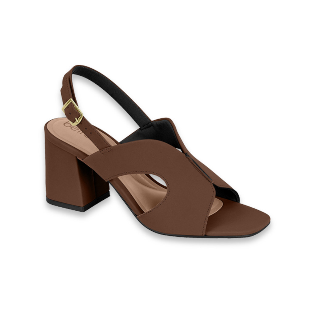 Sandalia Feminina Beira Rio Confortavel Salto Bloco Festa/Casual em H Nobuck Ref: 8436.238