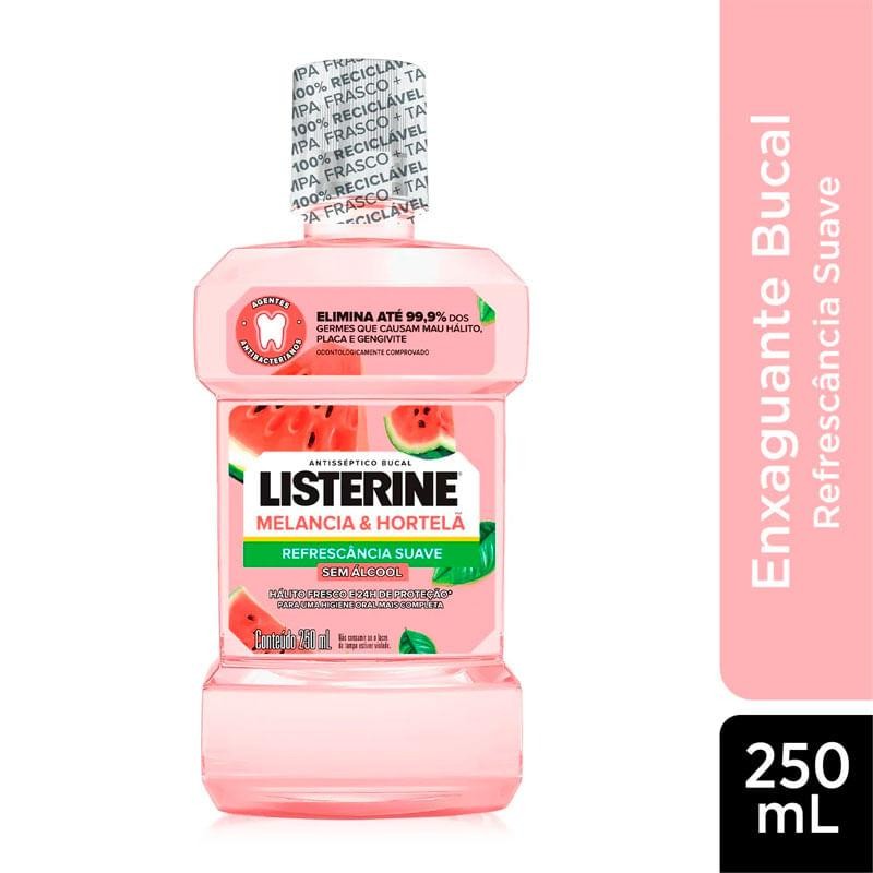 Antisséptico Bucal Listerine Sem Álcool Refrescância Suave Sabor Melancia e Hortelã 250ml em Oferta na Shopee