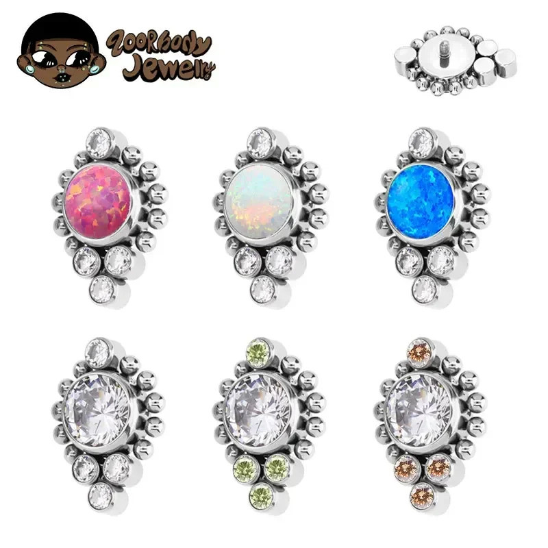Piercing Titânio Tragus Labret Helix Conch cartilagem Orelha Com Zircônia/Opala