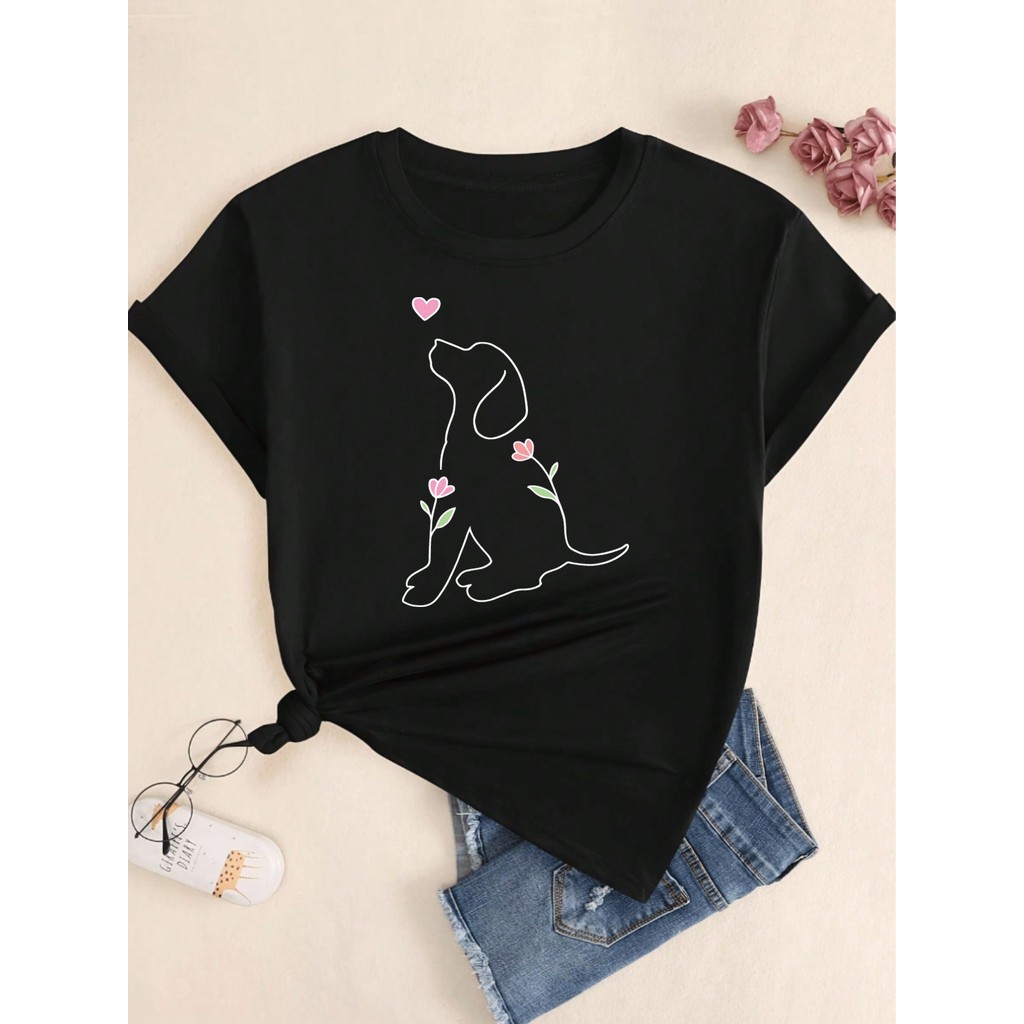 Camiseta Oversized Masculina Feminina T-shirt Estampada Desenho Cachorro Casual Streetwear  Manga Curta