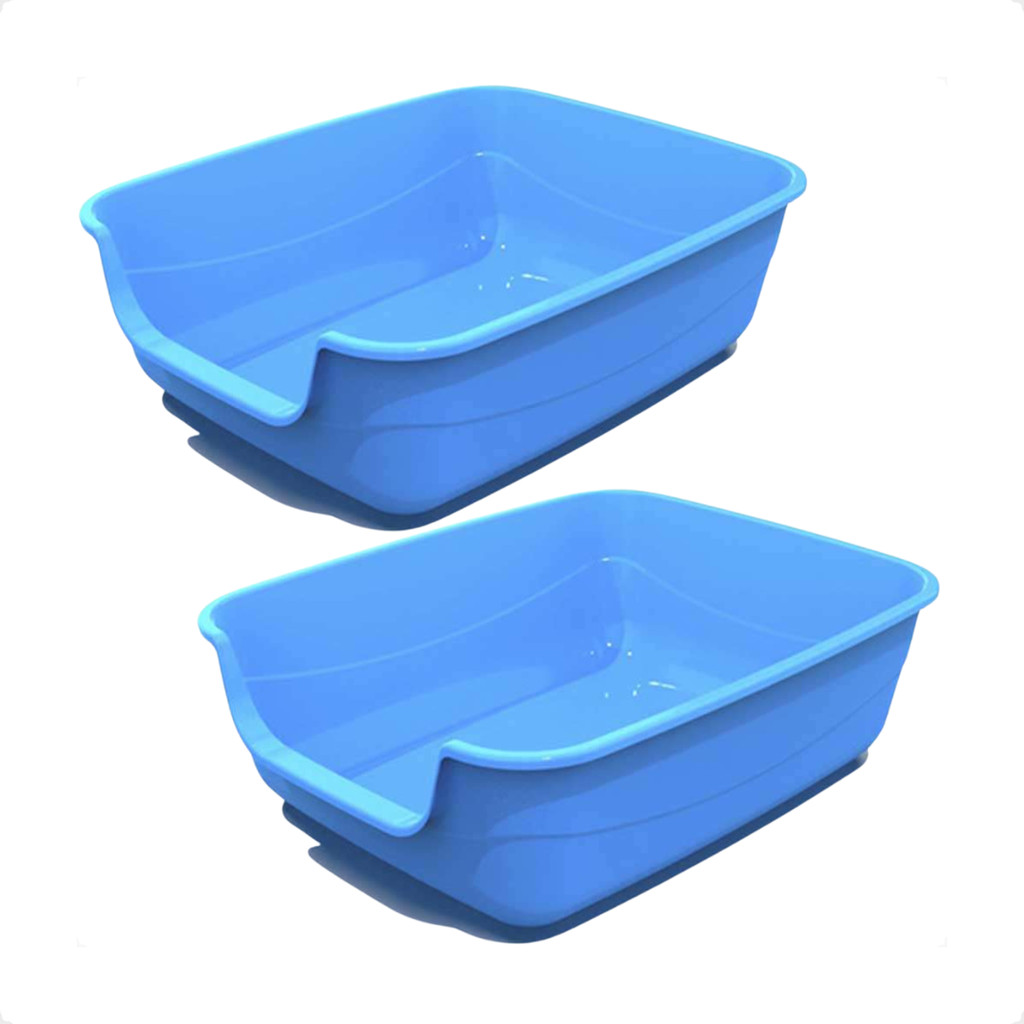 Kit 2 Caixa de Areia Gatos Grande 62x50x20 Furba Jumbox Pet Injet - Azul em Oferta na Shopee