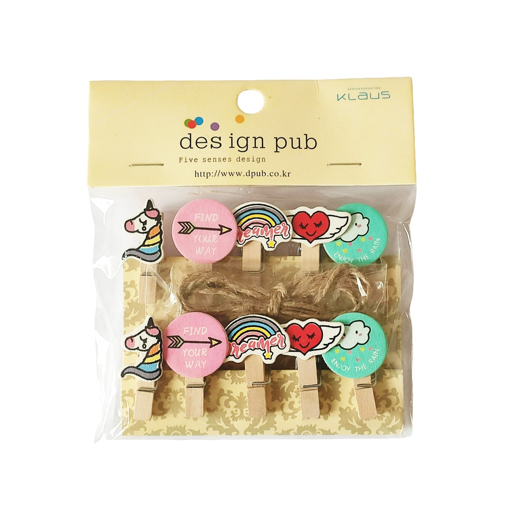 Mini Prendedores de Madeira Decorados 10 Unidades