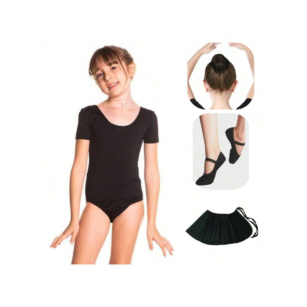 Kit Ballet Infantil Uniforme Roupa Balé Completo Sapatilha