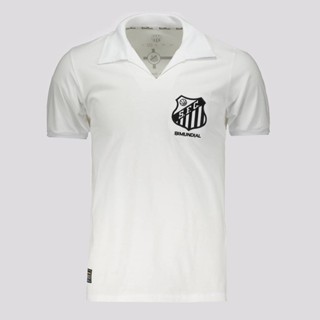 Camisa Santos Retrô 1963 Bi Mundial Branca em Oferta na Shopee