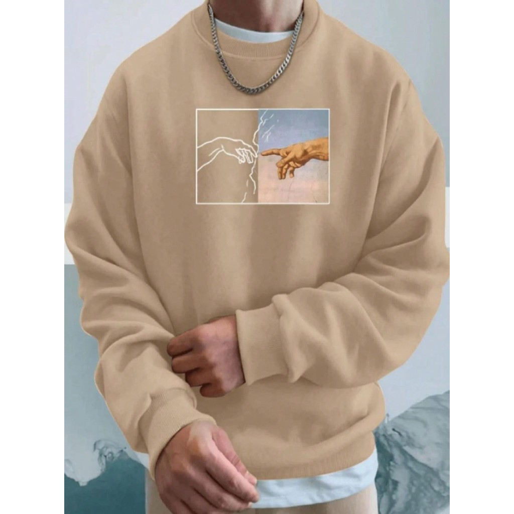 Moletom Careca Unissex Masculino e Feminino Flanelado Blusa de Frio Promoção Lançamento Sueter Dedos Se Tocando Casaco