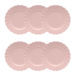 Jogo de 6 Pratos Sobremesa 22cm Oxford Flora Dália