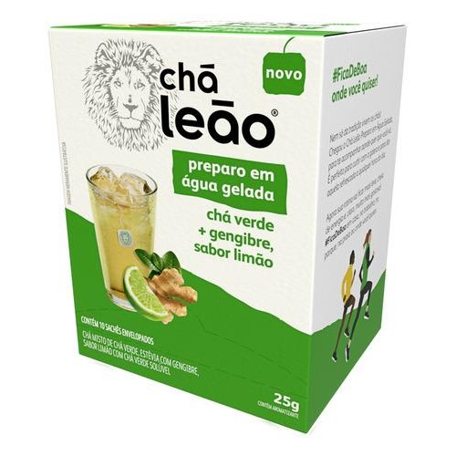 Chá Verde Gengibre Limão Gelado Leão 10Sachês em Oferta na Shopee
