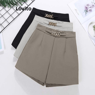 Lovito Shorts Elegantes De Corrente Lisa Para Mulheres LNL43034