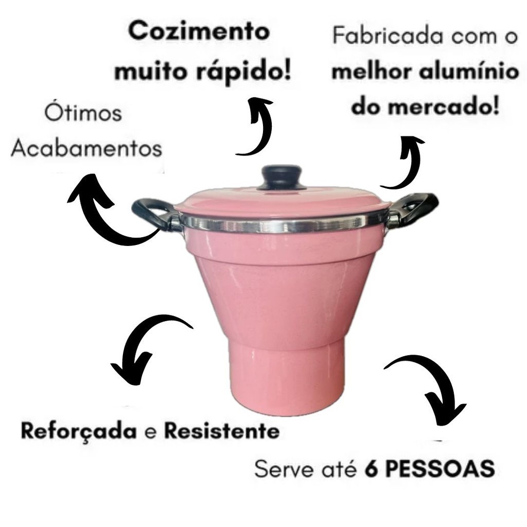 Cuscuzeiro Aluminio Na Cor ROSA GG Nº20 GRANDE