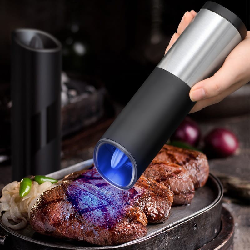 Moedor Elétrico De Sal Pimenta Temperos Triturador Pilhas Aço Inox