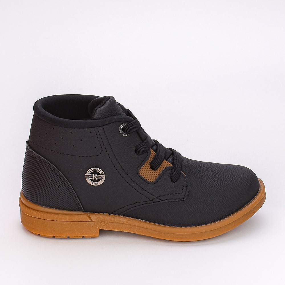 Bota Coturno Infantil Menino Kidy Walk Calce Fácil Preto - Baby & Kids Fashion